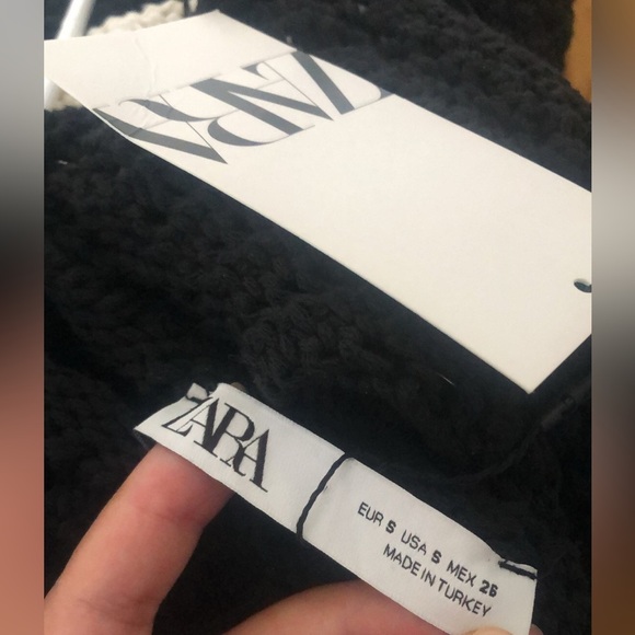 NWT ZARA Crochet Knit Tank Midi Dress Black White Blogger Favorite Small - Picture 6 of 6